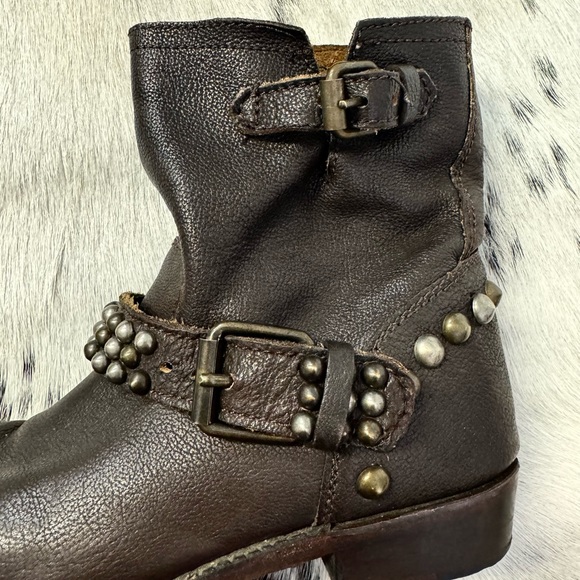 Ash Women’s Venice Studded Brown Moto Leather Boot Size 37  6 US - Picture 6 of 10